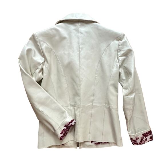 Vintage Womans WILSONS LEATHER White and Pink Feminine Leather Jacket Size Med - Picture 6 of 6